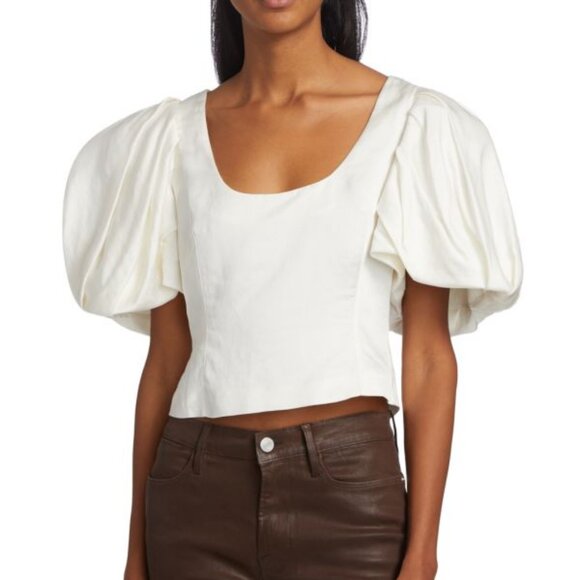 Frame ! Puff Sleeve U-Neck Top ( L ) - Picture 1 of 10